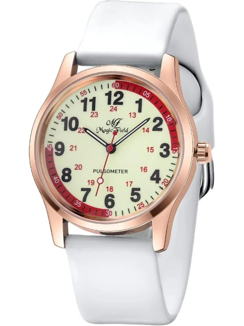 Women's Rose White Gold Easy to Read Military Time Waterproof Luminous Watch